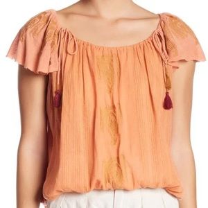 Free People Pukka Tassle Tee Blouse